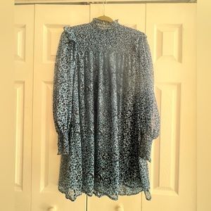 Floral long sleeve shift mini dress